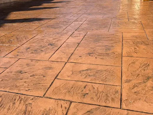 Stamped concrete in a stone slab pattern with slate texture, photo 17
